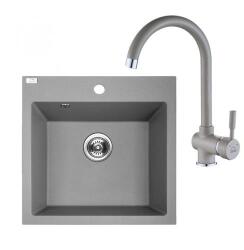 Laveo ALENA szürke szett álló csappal, helytakarékos szifonnal (SRAA_510T) - gepeszuniverzum