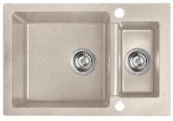 Laveo CELIA 1, 5 medencés bézs mosogató dugókiemelős helytakarékos szifonnal (SRC_430T)