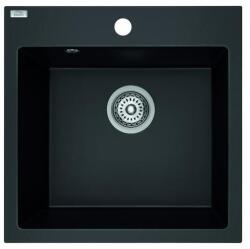 Laveo ALENA matt fekete egymedencés mosogató helytakarékos szifonnal (SRA_710B) - gepeszuniverzum