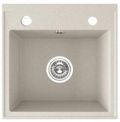 Laveo RINA egymedencés bézs mosogató csaplyukkal, automata dugókiemelős (SRP_410T)