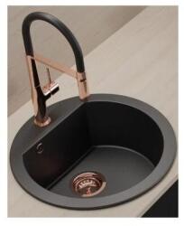 Laveo DAFNE egykör matt fekete mosogató csaplyukkal, helytakarékos szifonnal (SRD_780B) - gepeszuniverzum