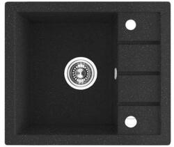 Laveo RINA MINI csepptálcás mosogató, szemcsés fekete, automata dugókiemelős, helytakarékos szifonnal (SRP_713T)