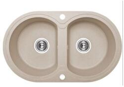 Laveo DAFNE kétkör bézs mosogató dugókiemelős helytakarékos szifonnal (SRD_420T) - gepeszuniverzum