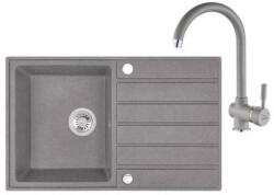 Laveo MARGARITA szürke szett álló csappal, automata dugókiemelős, helytakarékos szifonnal (SRMA_511T)