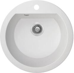 Laveo DAFNE egykör fehér mosogató csaplyukkal, helytakarékos szifonnal (SRD_680T) - gepeszuniverzum