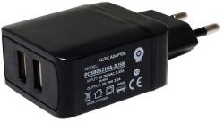 POS Power Tápegység POS POSB05210A-2USB, impulzus 5V/2.1A/10.5W, függőleges adapter, AC: CEE7/16. DC: USB x2 (MP-POSB05210A-2USB)
