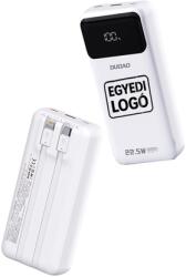 Dudao EGYEDI LOGÓZÁSSAL Dudao K15Pro Power Bank 20000mAh 22, 5W PD USB-C / USB-A / Beépített kábelek - Fehér (K15Pro-white-LOGO)