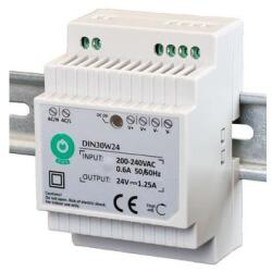POS Power DIN30W24, DIN sínre szerelhető tápegység 24V/1.25A, műanyag ház, lépcsős típus (MP-DIN30W24)