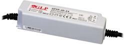 GLP GPVP-40-24, GLP tápegység: 24V/1.7A, CV, PFC, IP67, műanyag ház, dupla szigetelésű vezetékek (MP-GPVP-40-24)
