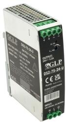 GLP DS2-75-12-U, GLP: 12V/6.3A/75.6W DIN sínre szerelhető tápegység fémház, Uin = 90-264VAC / 120-370VDC (MP-DS2-75-12-U)