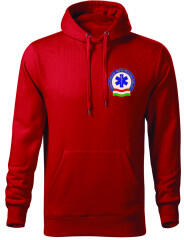 KZIWEB OMSZ MENTŐK, Piros kapucnis, kenguruzsebes pulóver, kevertszálas : Felirat: - OMSZ MENTŐK, Kialakítása: - Kapucnis, Szín: - Piros, UN Méret: - "3XL"arge