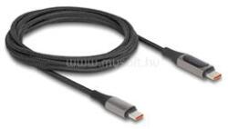 Delock USB 2.0 Kábel USB Type-C apa - apa csatlakozóval tápmérővel, PD 3.0 100 W, 2 m (DL86809) (DL86809)