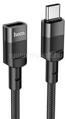 hoco. U107 adapter kábel (Type-C aljzat - Type-C, 3A, adatátvitel és töltés, 120cm, OTG) FEKETE (HOCO_U107_120) (HOCO_U107_120)