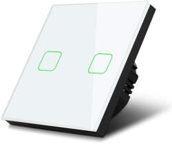 MACLEAN Intrerupator inteligent MCE703W Touch light switch, double, glass, white with square button Alb (MCE703W) - vexio