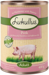 Lukullus 24x400g Lukullus Naturkost Adult sertés (gabonamentes) nedves kutyatáp