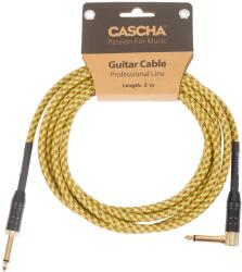 Cascha Professional Line Guitar Cable, Angled, Tweed Natural, 3 m
