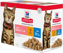 Hill's Science Plan Kiegészítésül Hills száraztáphoz 12x85g Adult Light halválogatás nedves macskatáp