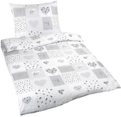 BellaTEX pamut - 140 × 200, 70 × 90 cm - szürke szív patchwork (4264)