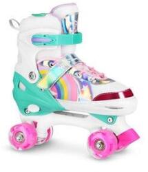  NQ0187 LED-es négykerekű görkorcsolya, Rainbow, fehér-szivárvány, méret L (39-41), ABEC-7, NILS Extreme (abisal_5907695565768)