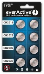 everActive CR2032 CR2025 CR2016 lítium gombelem készlet 8 db