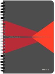 Leitz Office Spirálfüzet, A5, kockás, 90 lap, PP borító, Szürke/Piros (LZ44980025)