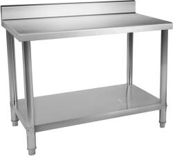 Royal Catering Rozsdamentes acél munkaasztal - ECO - 100 x 70 cm - 95 kg - hátsó perem - Royal Catering (RCAT-100/70-N)