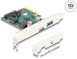 Delock PCI Express x4 Kártya - 1 x külső USB 10 Gbps Type-C hüvely + 1 x külső A-típusú USB 10 Gbps hüvely - alacsony profilú formatényező (90107)