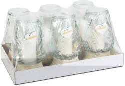 Globiz International Kft Üveg mécses - műanyag kupakkal - 26 cm - üveg szín: fehér - arany antik (TW1019)