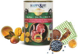 Happy&Fit Superior Dog Monoprotein konzerv friss marhahús mangóval, áfonyával 400g - webshop