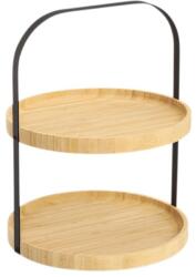 Zeller 2 szintes tálaló állvány, bambusz/fém, 25x33 cm, barna/fekete (ZE-25398)