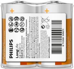 Philips LongLife C 2 fóliás akkumulátorok matricával (R14L2F/10)