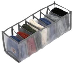 Original Deals textilhálós doboz alsóneműk rendezéséhez, 7 rekesszel, hossza 36 cm x szélesség 14 cm x magasság 12 cm, szürke (22AGL1016)