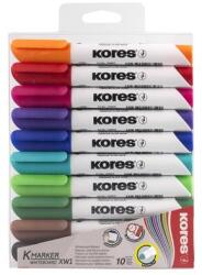 Kores Tábla- és flipchart marker készlet, 3 mm, kúpos, KORES K-Marker XW1 , 10 különböző szín (IK20800)