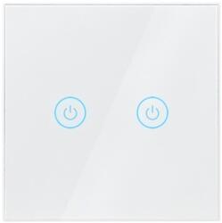 LogiLink Intelligens kapcsoló LogiLink SH0125, Wi-Fi, 2 gomb, érintésvezérlés, LED kijelző, kompatibilis TUYA Amazon Alexa/Google Home, üveg, fehér (SH0125)