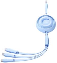 JOYROOM 3 az 1-ben Colorful Series USB-A - USB-C / iPhone Lightning / microUSB visszahúzható kábel 1 m kék