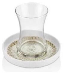 OMS Collection Teáskészlet 12 db, OMS, üveg/porcelán, 150 ml, átlátszó/fehér (OMS-11141)