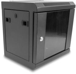 Delock 10 hálózati szekrény üvegajtóval 6U fekete