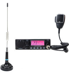 PNI CB rádióállomás TTi TCB-900 EVO, DSS, Mic Gain, 12-24V és CB antenna PNI ML29, 34cm, mágnessel és kábellel