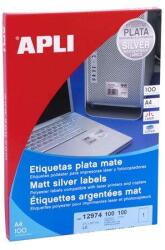 APLI Etikett, 210x297 mm, poliészter, időjárásálló, APLI, ezüst, 100 etikett/csomag (LCA12974) - pepita