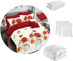  Piros Mákos Ágynemű Szett - 6 részes, 200x220 cm Paplan