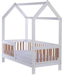 Gyerek bükkfa házikó ágy korláttal és ágyráccsal Drewex Casa Bambini 160x80x174 cm