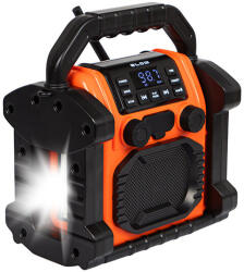 BLOW Hordozható AM/FM Rádió Bluetooth-szal és LED lámpával - 20W RMS, IP55, Powerbank funkcióval