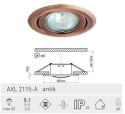GREENLUX álmennyezeti spot lpt. állítható, antik AXL2115-A