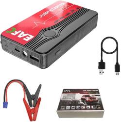 Car Jump Starter, 600A csúcsáram, USB töltés és LED zseblámpa, piros