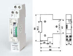 TS-GM1 mechanikus időkapcsoló sínre, napi programozású