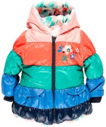  boboli téli kabát virágos ki-be fordítható puha bundával 3-4 év (104 cm)