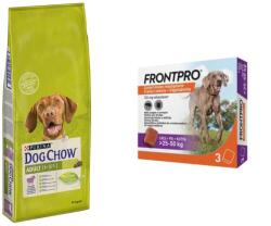 Dog Chow Adult Lamb 14kg + Frontpro Rágótabletta Kutyáknak L 25-50kg 3x136mg