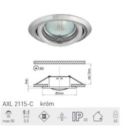GREENLUX álmennyezeti spot lpt. állítható, króm AXL2115-C