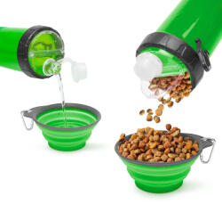  Összenyomható kutyatál kulaccsal zöld