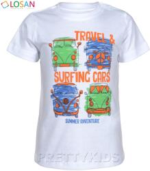  LOSAN póló fehér autós 3-6 hó (68 cm)